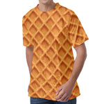 Waffle Pattern Print Men's Velvet T-Shirt
