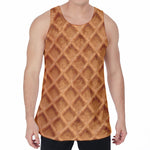 Waffle Pattern Print Men's Velvet Tank Top