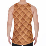 Waffle Pattern Print Men's Velvet Tank Top