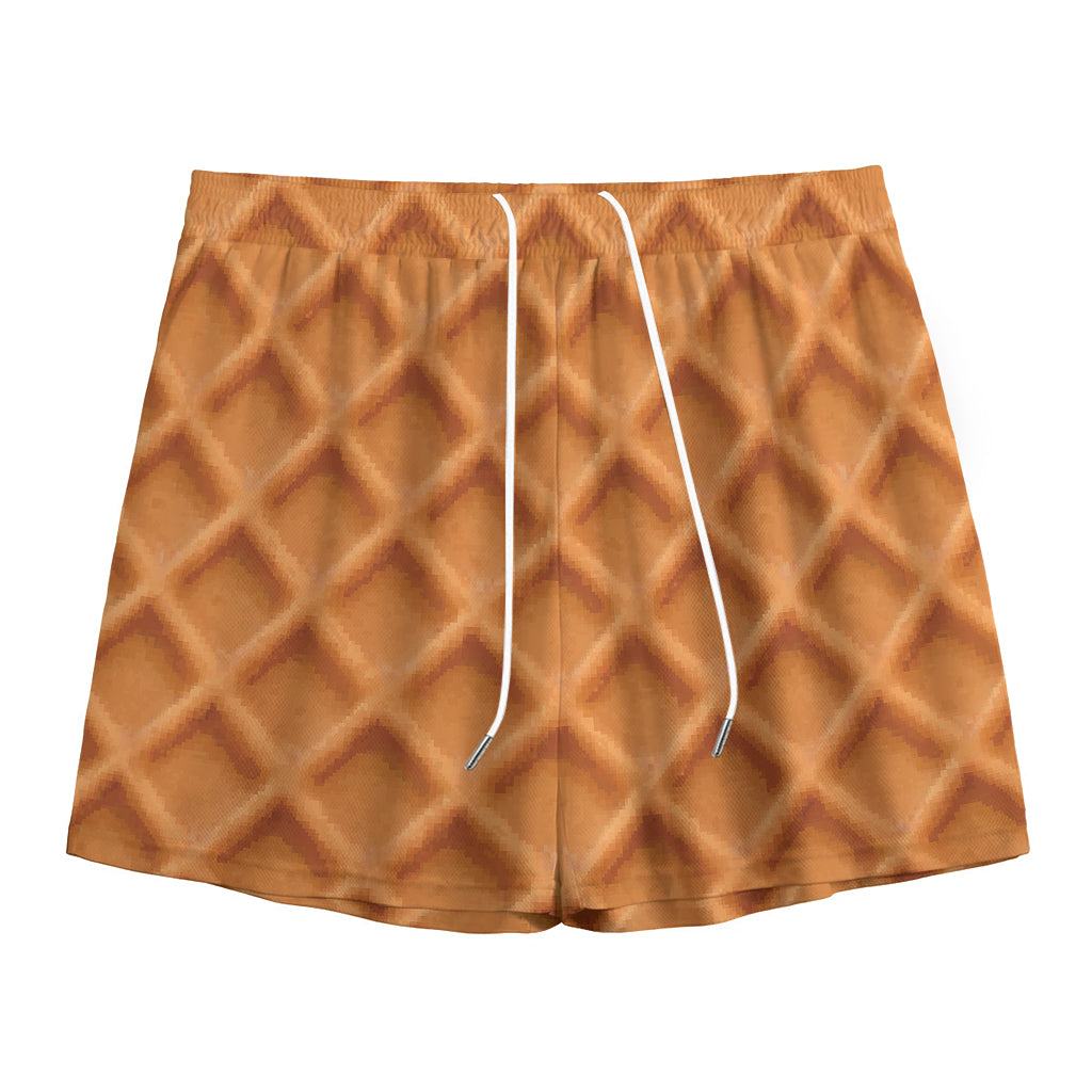 Waffle Pattern Print Mesh Shorts