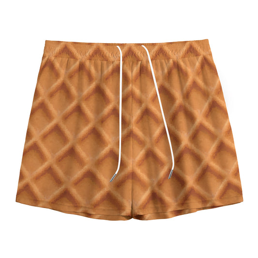 Waffle Pattern Print Mesh Shorts