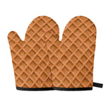 Waffle Pattern Print Oven Mitts