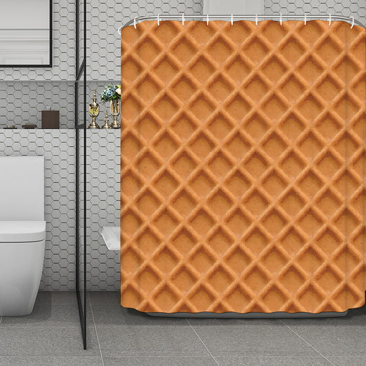 Waffle Pattern Print Polyester Shower Curtain
