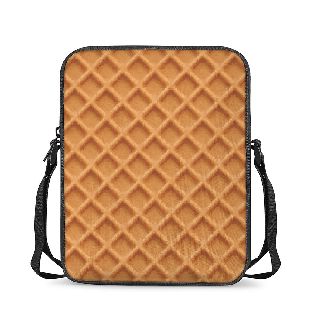 Waffle Pattern Print Rectangular Crossbody Bag