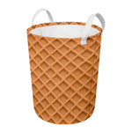 Waffle Pattern Print Round Laundry Basket