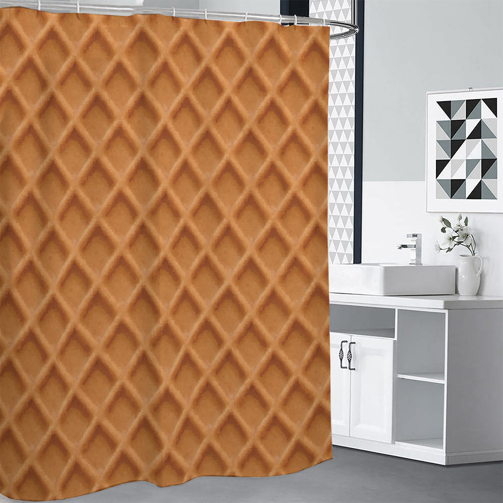 Waffle Pattern Print Shower Curtain