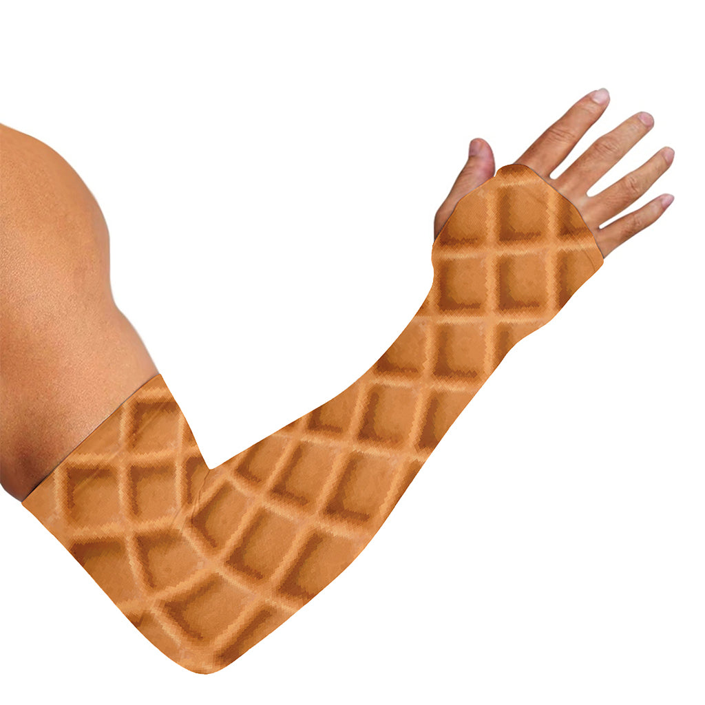 Waffle Pattern Print Sun Protection Arm Sleeves