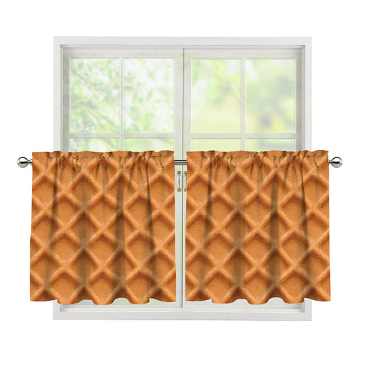 Waffle Pattern Print Tier Curtains