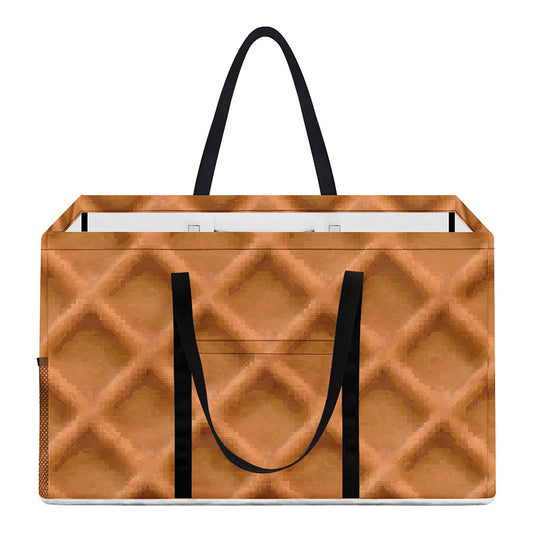 Waffle Pattern Print Utility Tote Bag