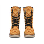 Waffle Pattern Print Winter Boots