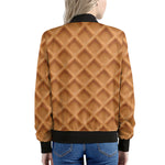 Waffle Pattern Print Women's Bomber Jacket