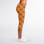 Waffle Pattern Print Women's Capri Leggings
