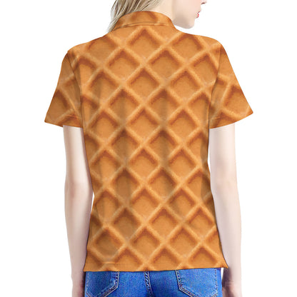Waffle Pattern Print Women's Polo Shirt