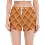 Waffle Pattern Print Women's Split Running Shorts