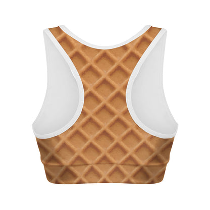 Waffle Pattern Print Women's Sports Bra