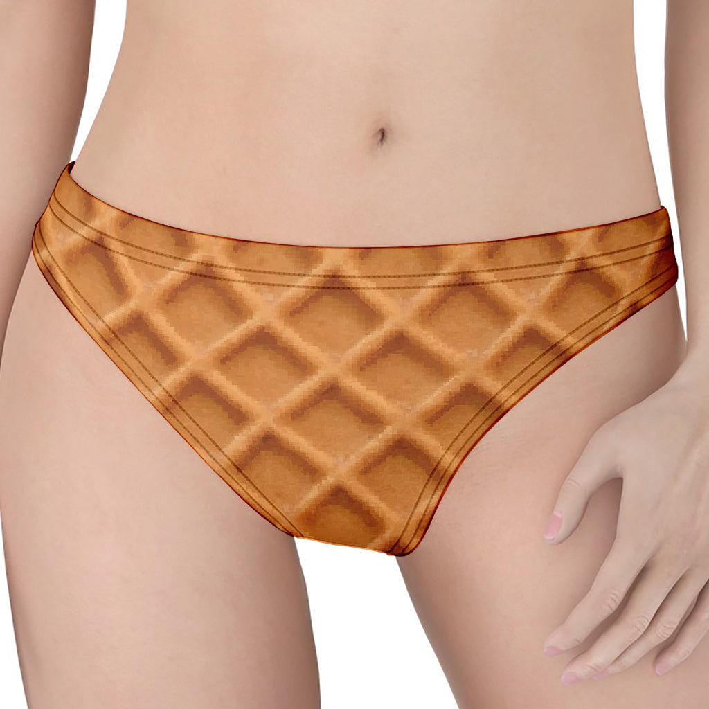 Waffle Pattern Print Women's Thong