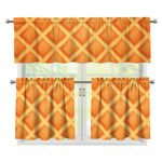 Waffle Print 3 Piece Kitchen Curtains