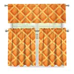 Waffle Print 3 Piece Kitchen Curtains