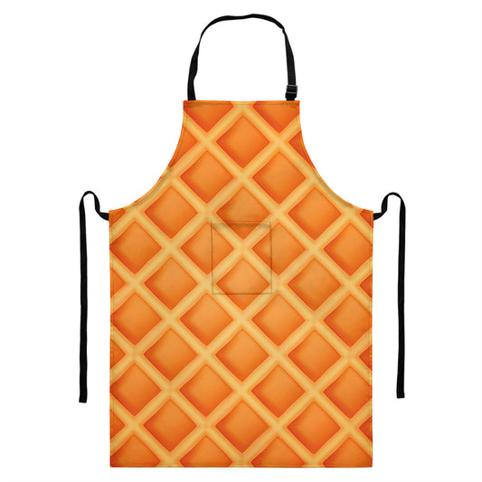 Waffle Print Bib Apron With Pocket