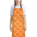 Waffle Print Bib Apron With Pocket