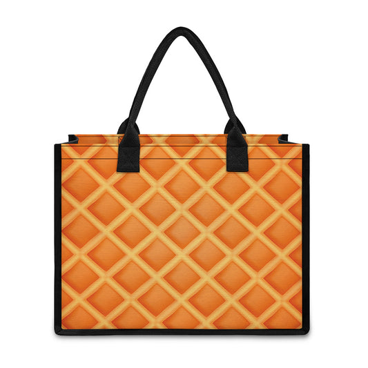 Waffle Print Canvas Tote Bag