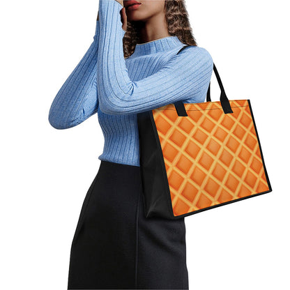Waffle Print Canvas Tote Bag