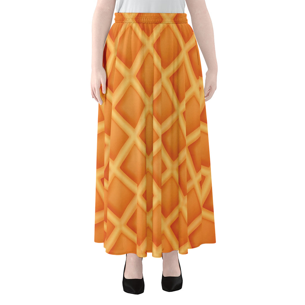 Waffle Print Chiffon Maxi Skirt