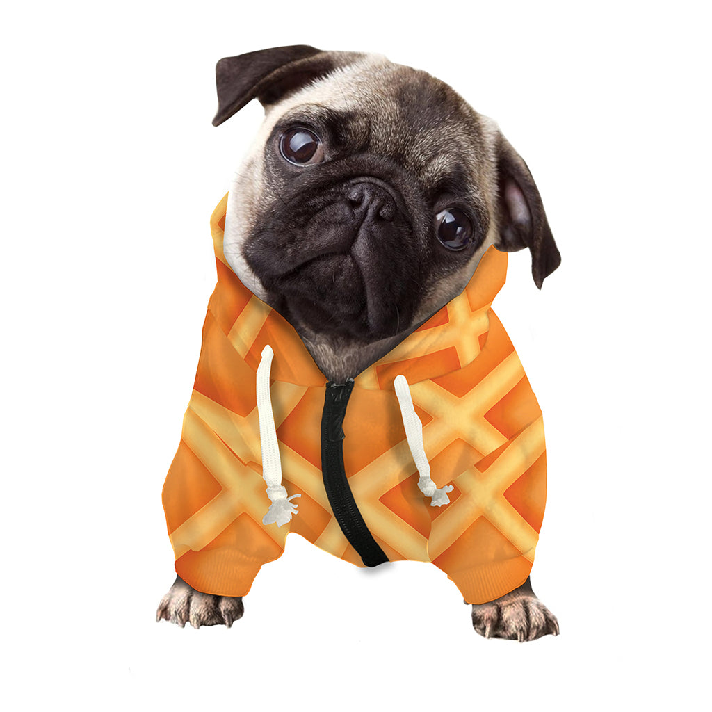 Waffle Print Dog Zip Up Hoodie