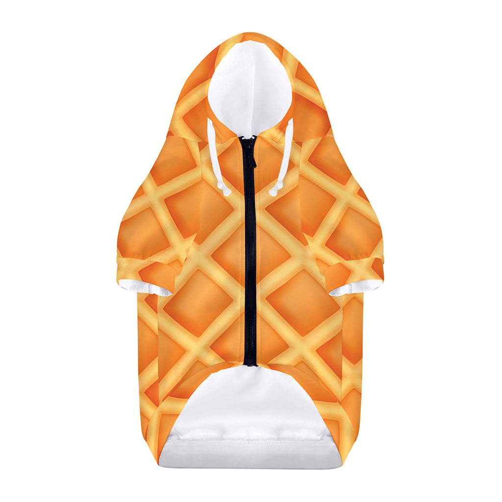 Waffle Print Dog Zip Up Hoodie