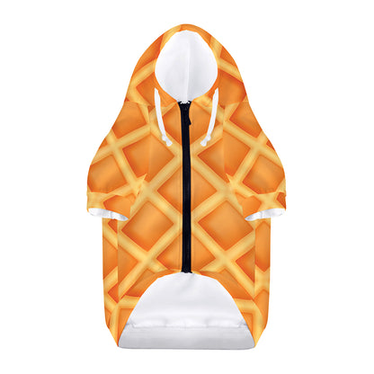 Waffle Print Dog Zip Up Hoodie