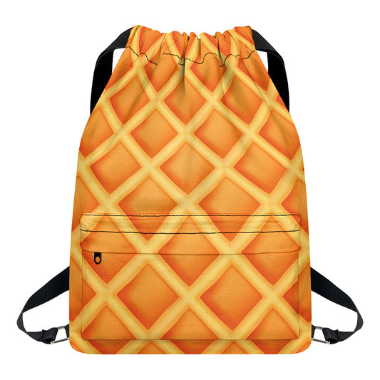 Waffle Print Drawstring Backpack