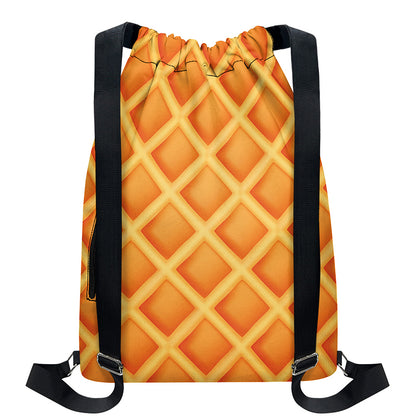 Waffle Print Drawstring Backpack