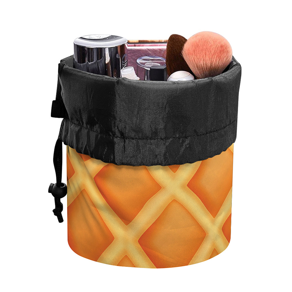 Waffle Print Drawstring Makeup Bag