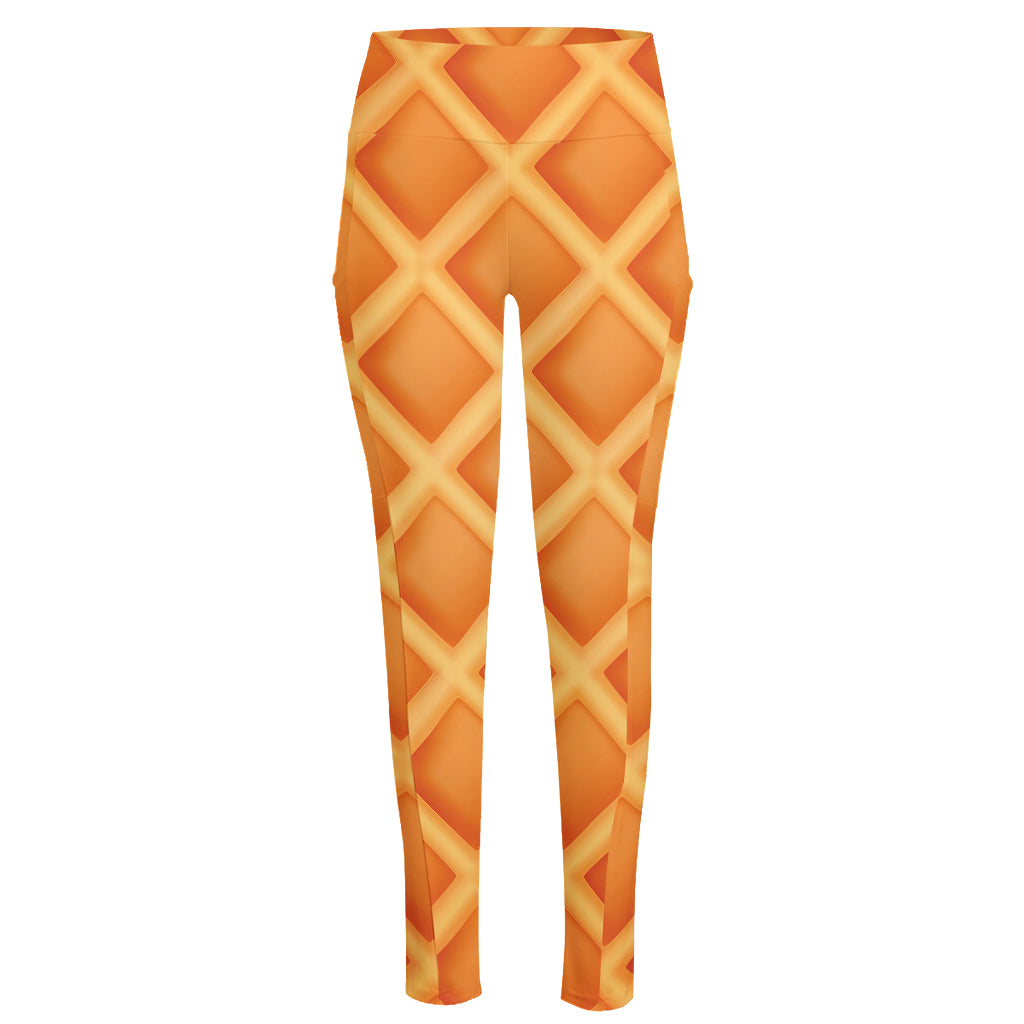 Waffle Print High-Waisted Pocket Leggings