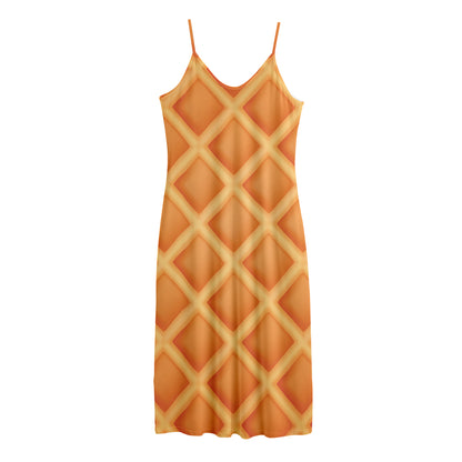 Waffle Print Jersey Midi Cami Dress