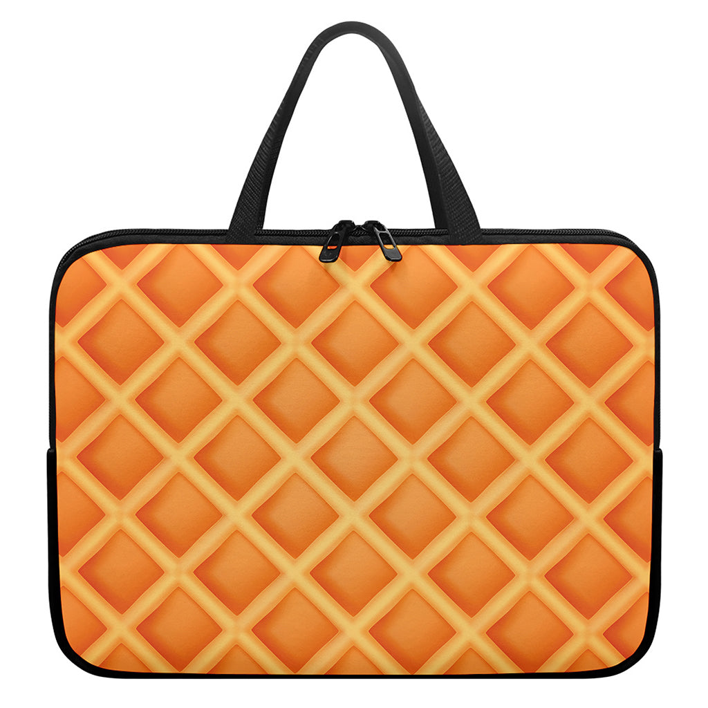 Waffle Print Laptop Sleeve With Handle