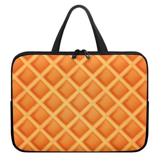 Waffle Print Laptop Sleeve With Handle