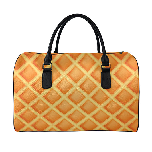 Waffle Print Leather Duffle Bag