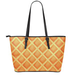 Waffle Print Leather Tote Bag