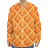 Waffle Print Long Sleeve Baseball Jersey