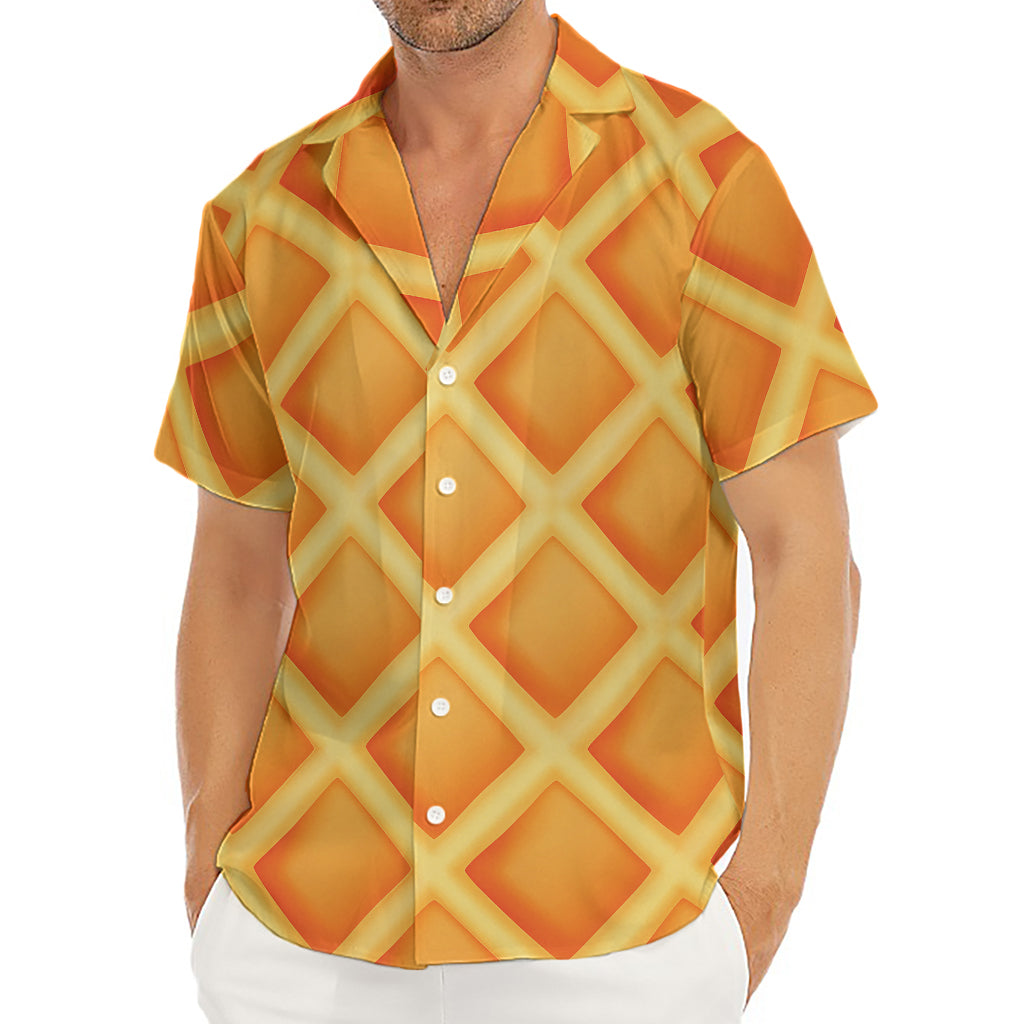 Waffle Print Men's Deep V-Neck Shirt