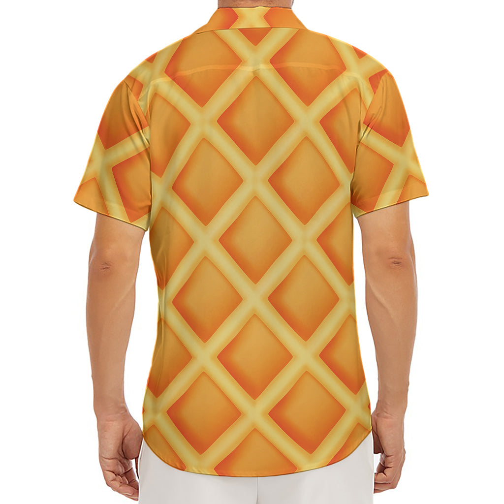 Waffle Print Men's Deep V-Neck Shirt