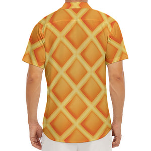 Waffle Print Men's Deep V-Neck Shirt