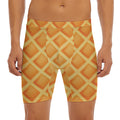 Waffle Print Men's Long Boxer Briefs