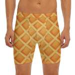 Waffle Print Men's Long Boxer Briefs