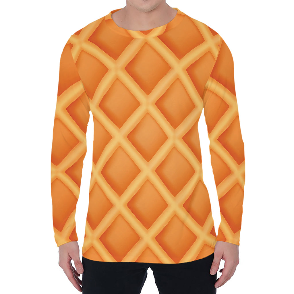 Waffle Print Men's Long Sleeve T-Shirt