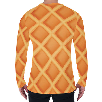 Waffle Print Men's Long Sleeve T-Shirt