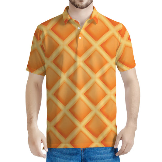 Waffle Print Men's Polo Shirt