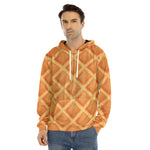 Waffle Print Men's Velvet Pullover Hoodie