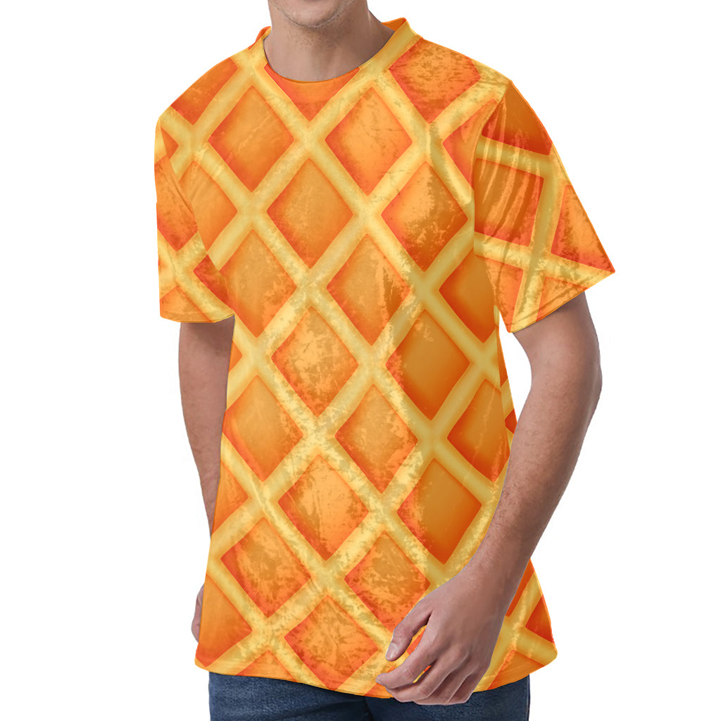 Waffle Print Men's Velvet T-Shirt